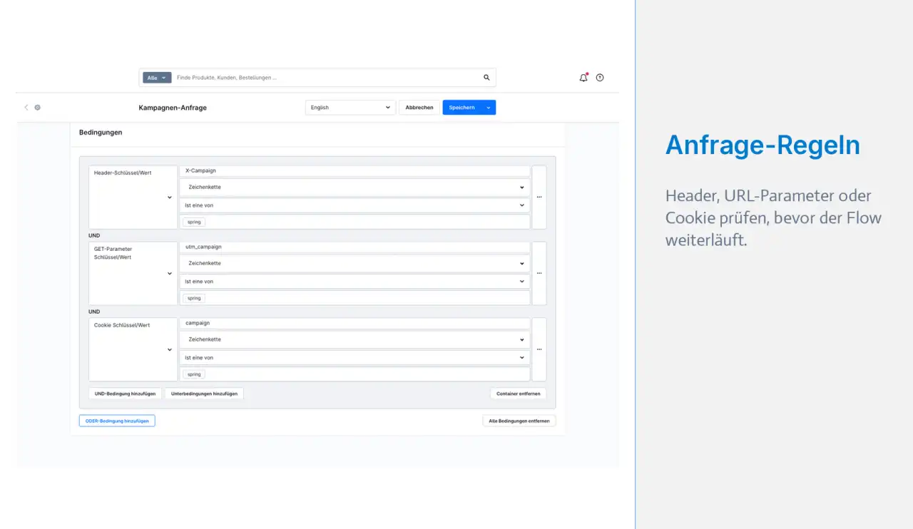 Request-Kontext-Regeln für Header, GET-Parameter und Cookies